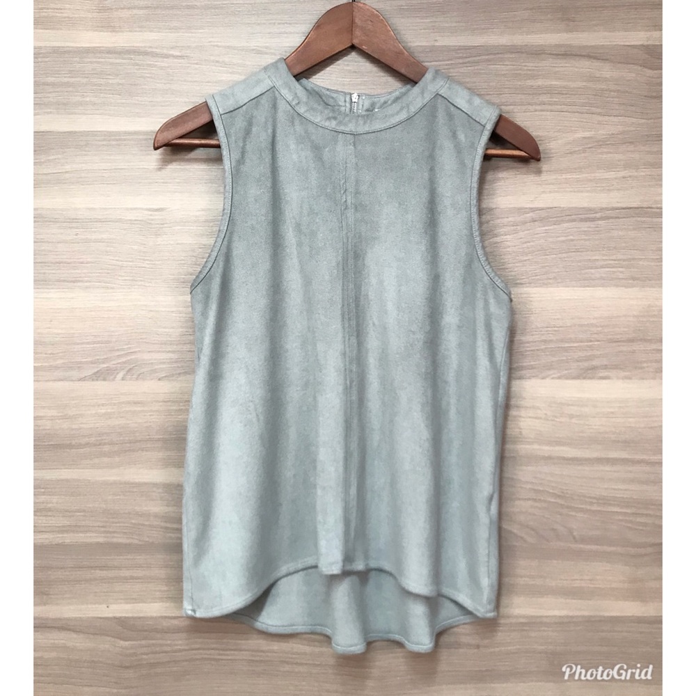 Paper Crane Gray Sleeveless Suede-Like Top